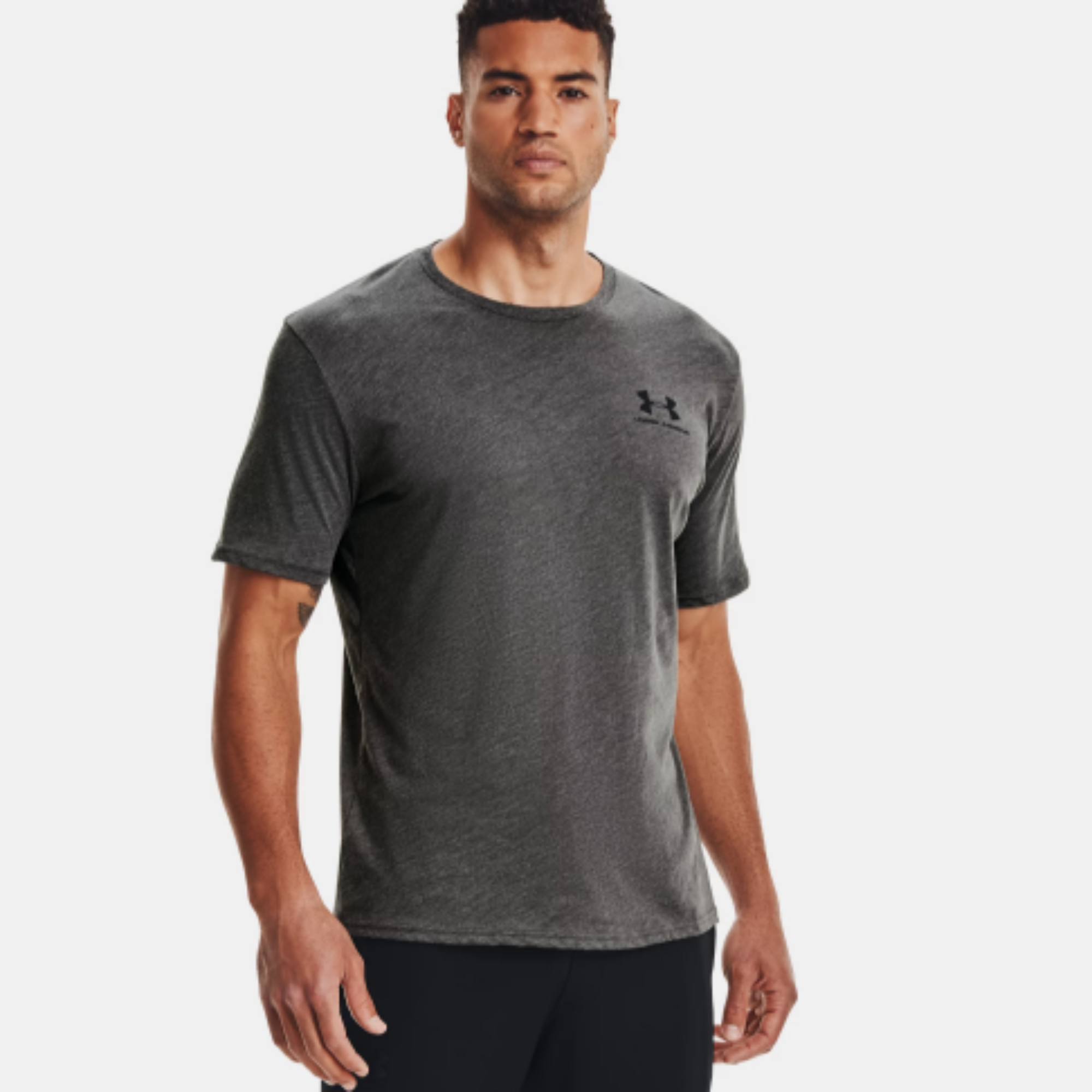 Men's Under Armour Left Chest Short Sleeve "Charcoal Medium Heather Black"