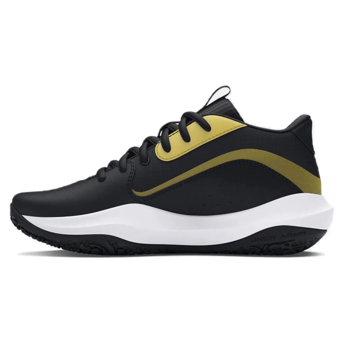 Big Kids' Under Armo Lockdown 7 Basketball Shoes "Black Metallic Gold"