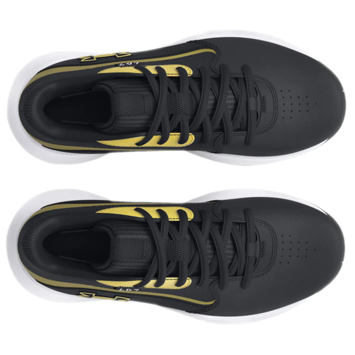 Big Kids' Under Armo Lockdown 7 Basketball Shoes "Black Metallic Gold"