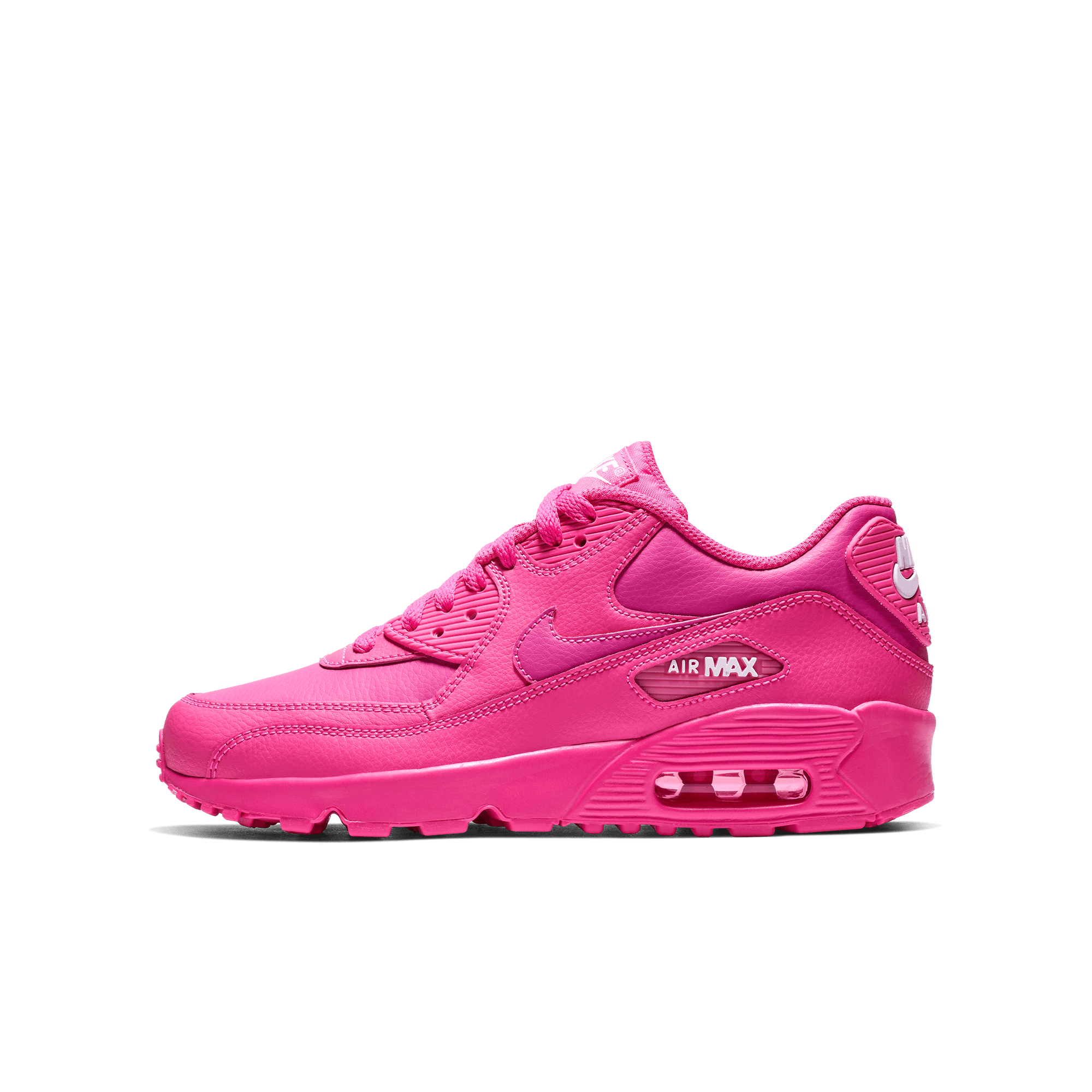 Girls' Nike Air Max 90 Leather "Laser Fuchsia"