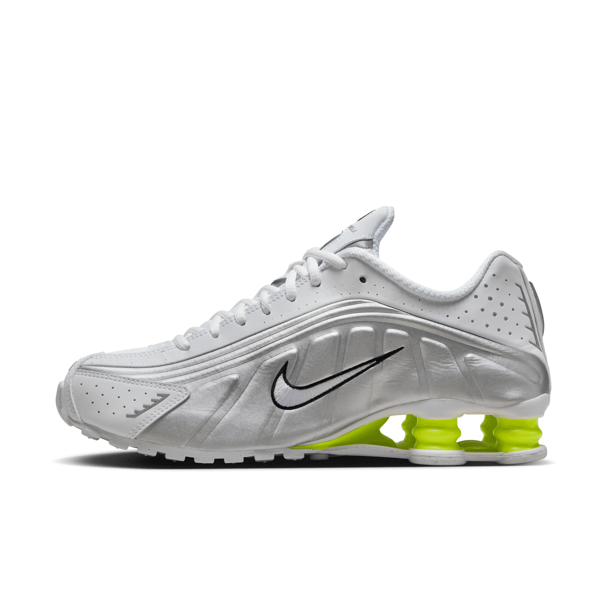 Women's Nike Shox R4 "White Metallic Silver Volt"