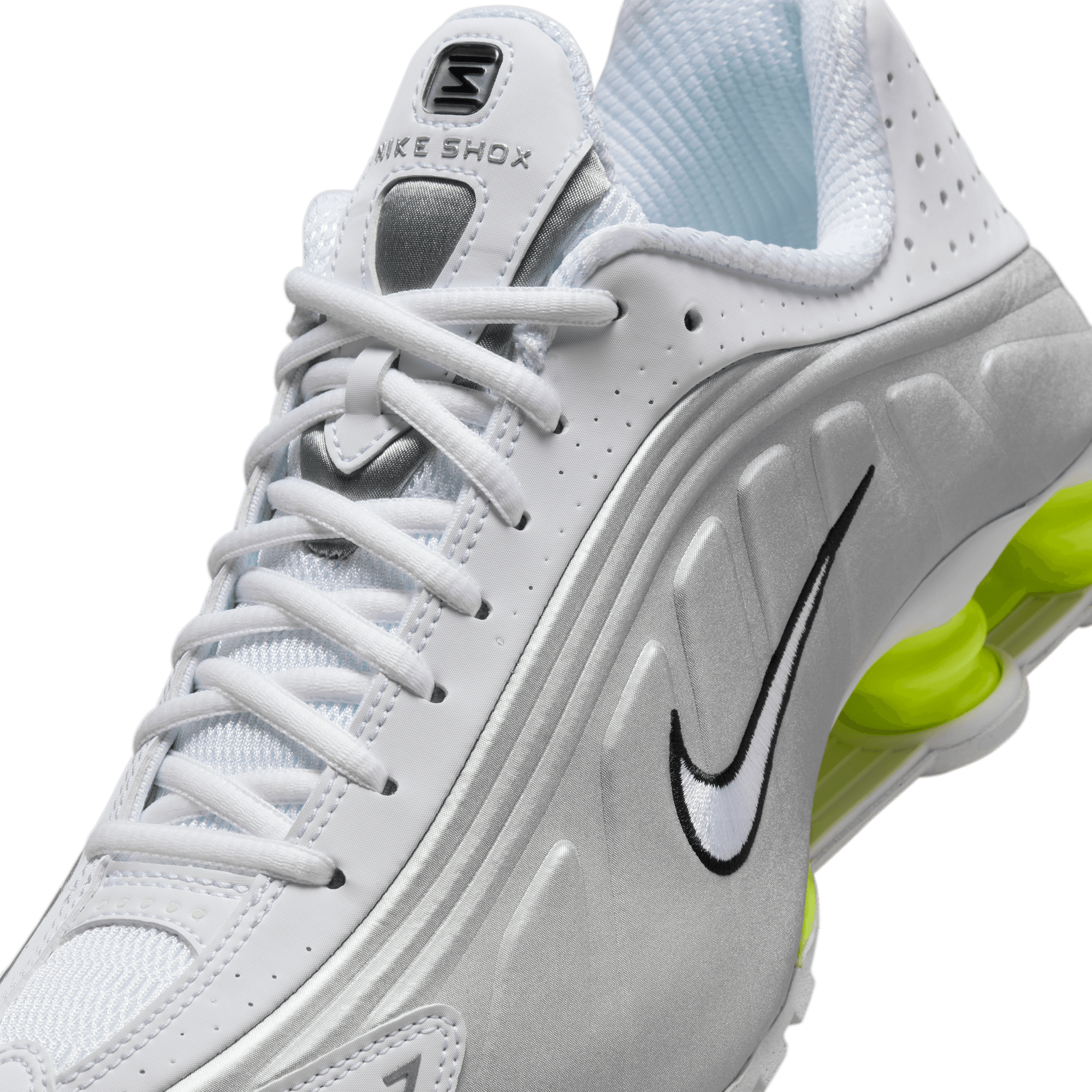 Women's Nike Shox R4 "White Metallic Silver Volt"
