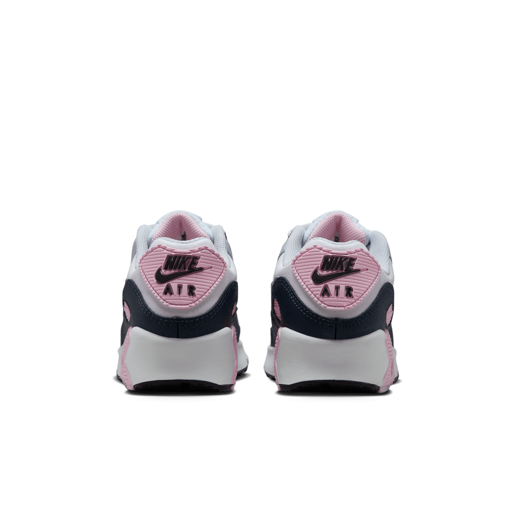 Big Kids' Nike Air Max 90 LTR "White Pink Foam Armory Navy Wolf Grey"