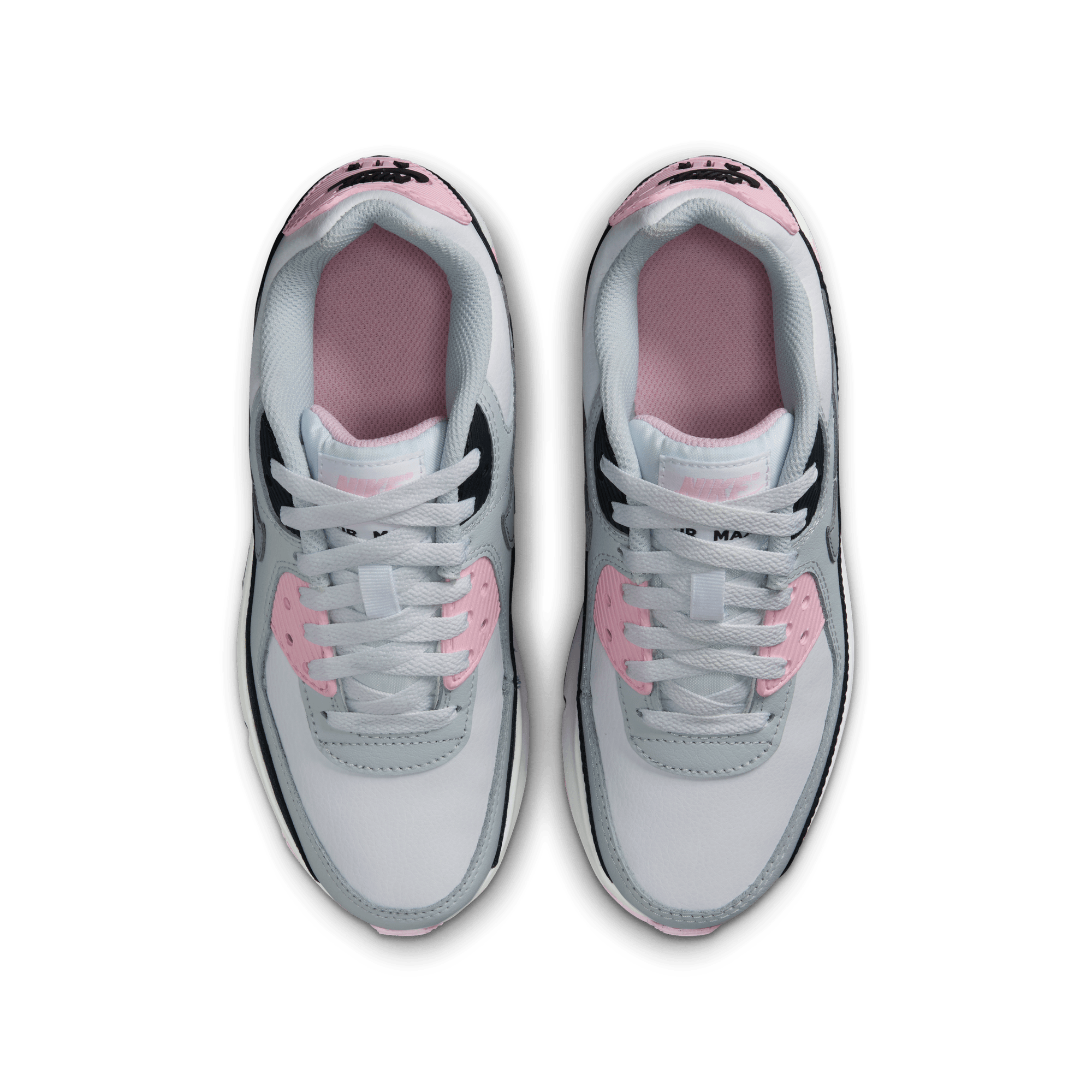 Big Kids' Nike Air Max 90 LTR "White Pink Foam Armory Navy Wolf Grey"