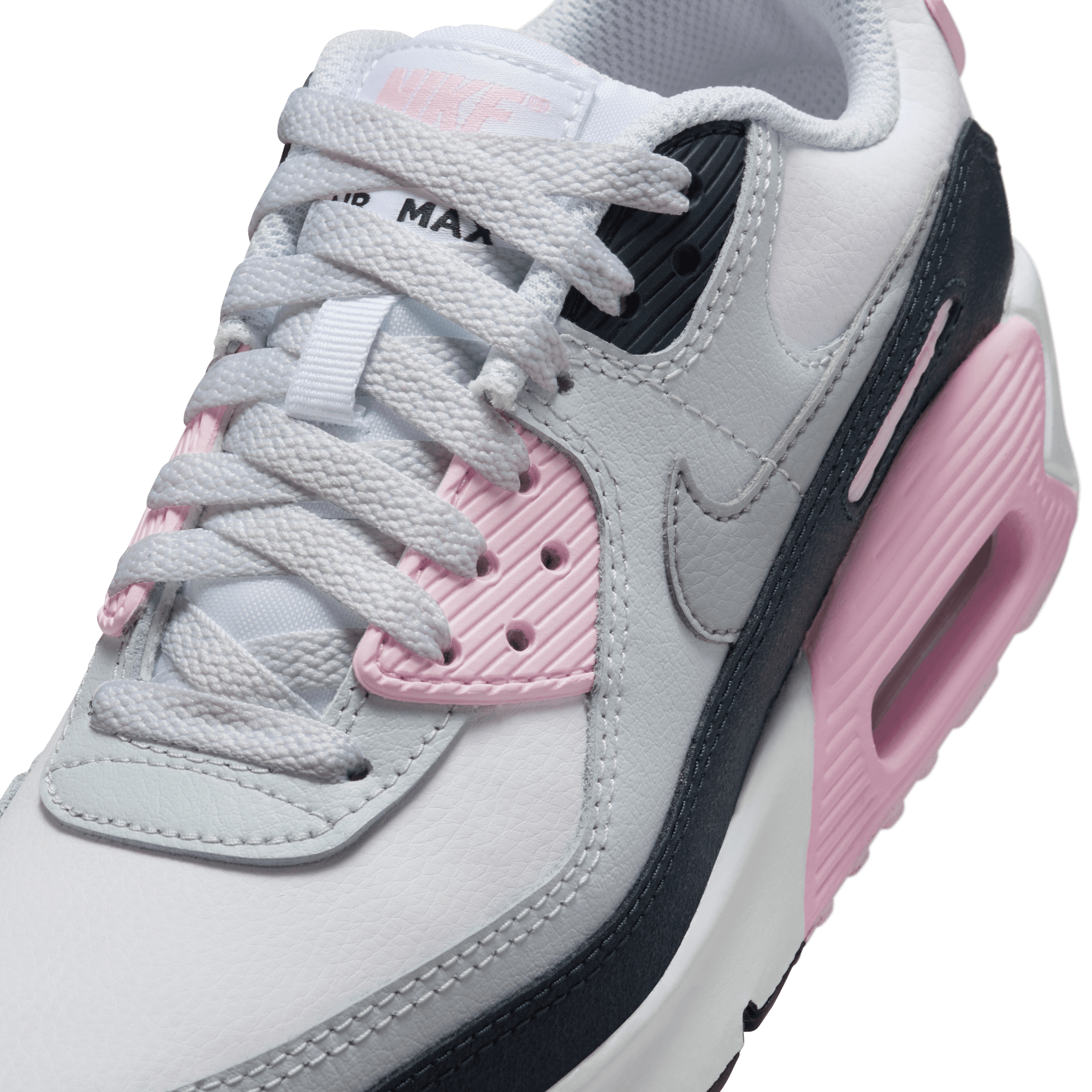 Big Kids' Nike Air Max 90 LTR "White Pink Foam Armory Navy Wolf Grey"