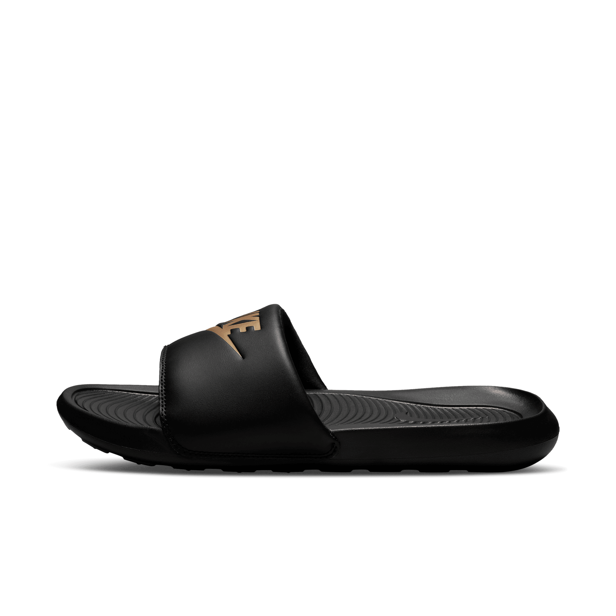 Men's Nike Victori One Slides "Black Metallic Gold"