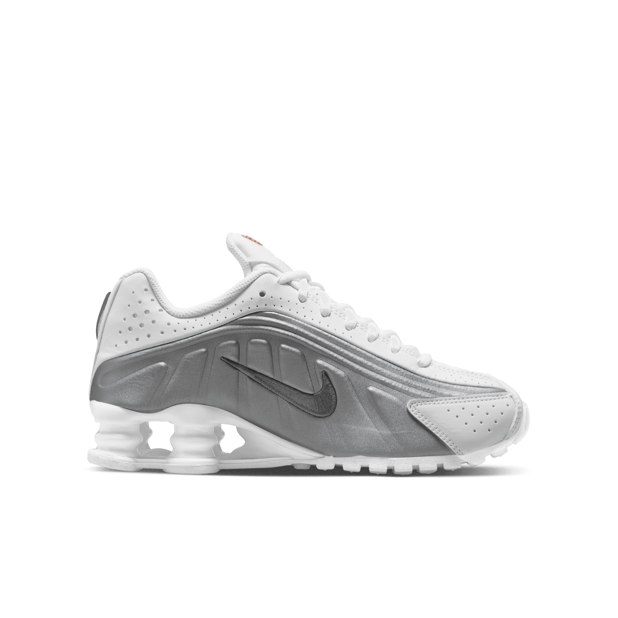 Big Kids' Nike Shox R4 "White Metallic Silver'