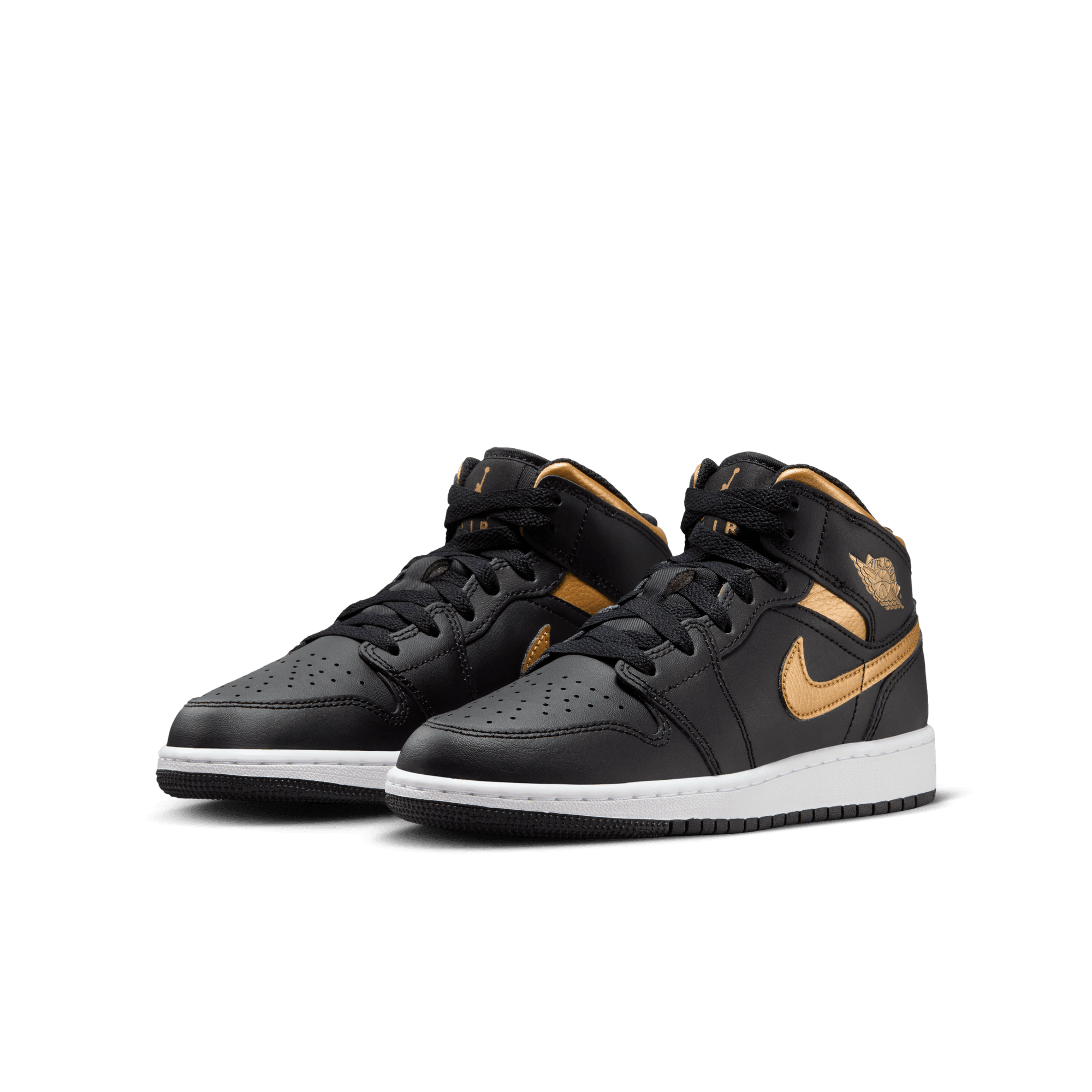 Big Kids' Air Jordan 1 Mid "Black Metallic Gold"