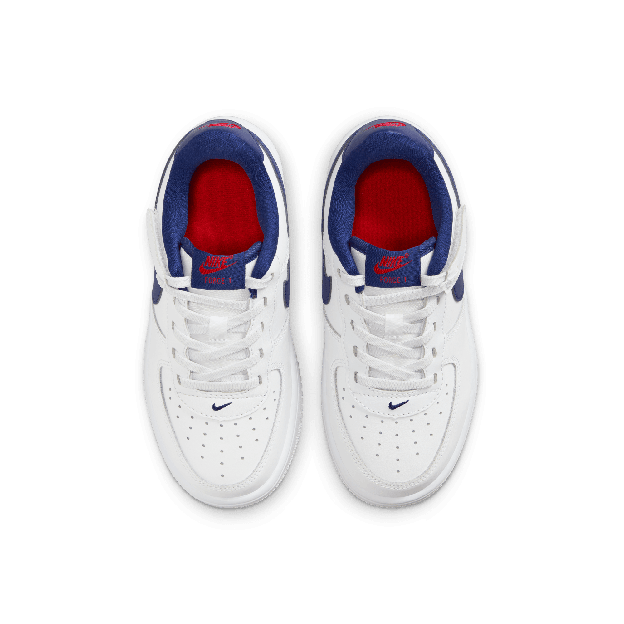 Little Kids' Nike Force 1 Low EasyOn "White Deep Royal Blue"