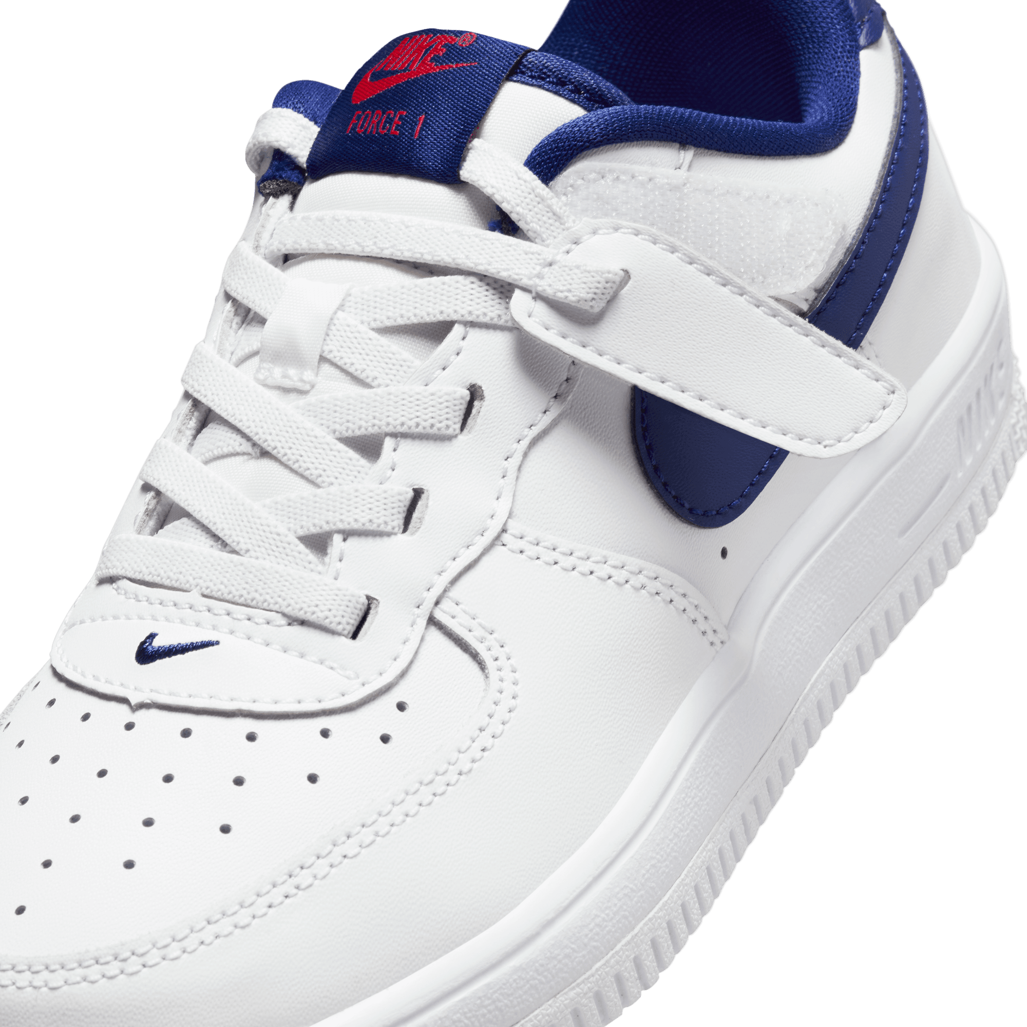 Little Kids' Nike Force 1 Low EasyOn "White Deep Royal Blue"