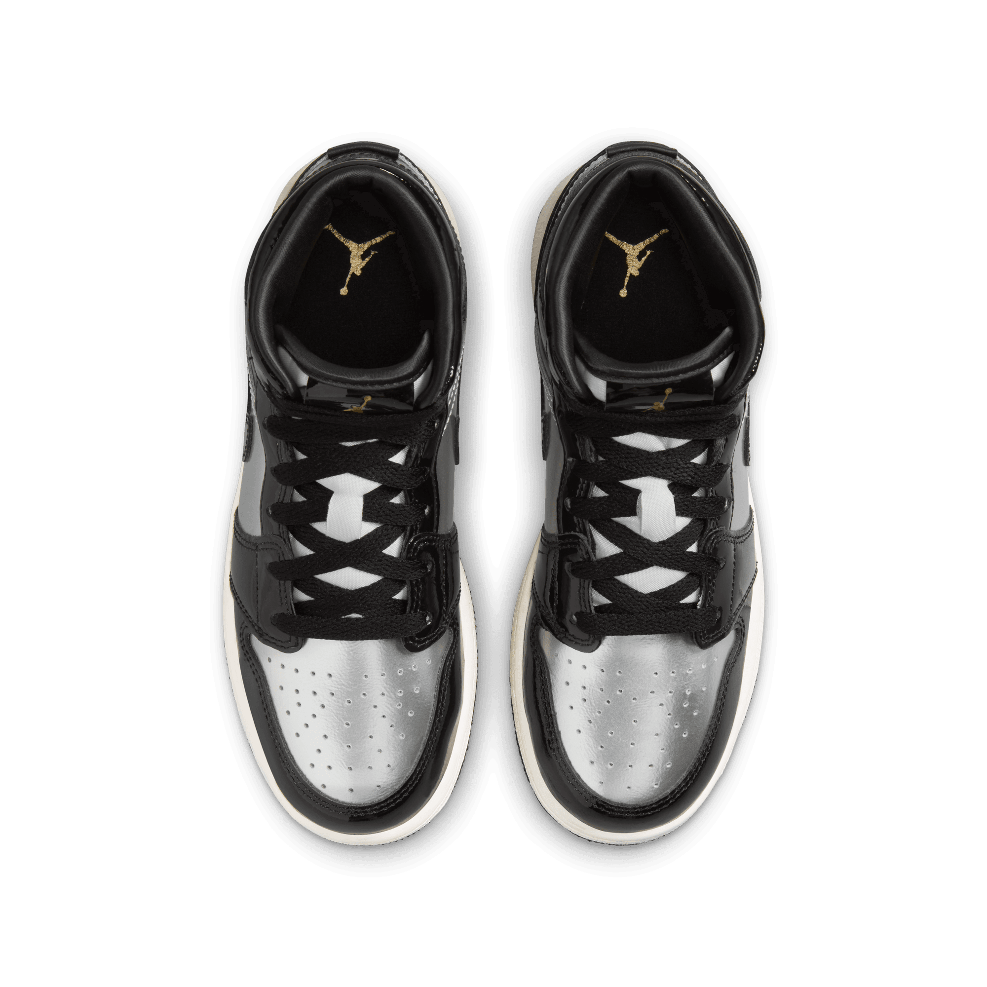 Big Kids' Air Jordan 1 Mid SE "Black Metallic Silver"