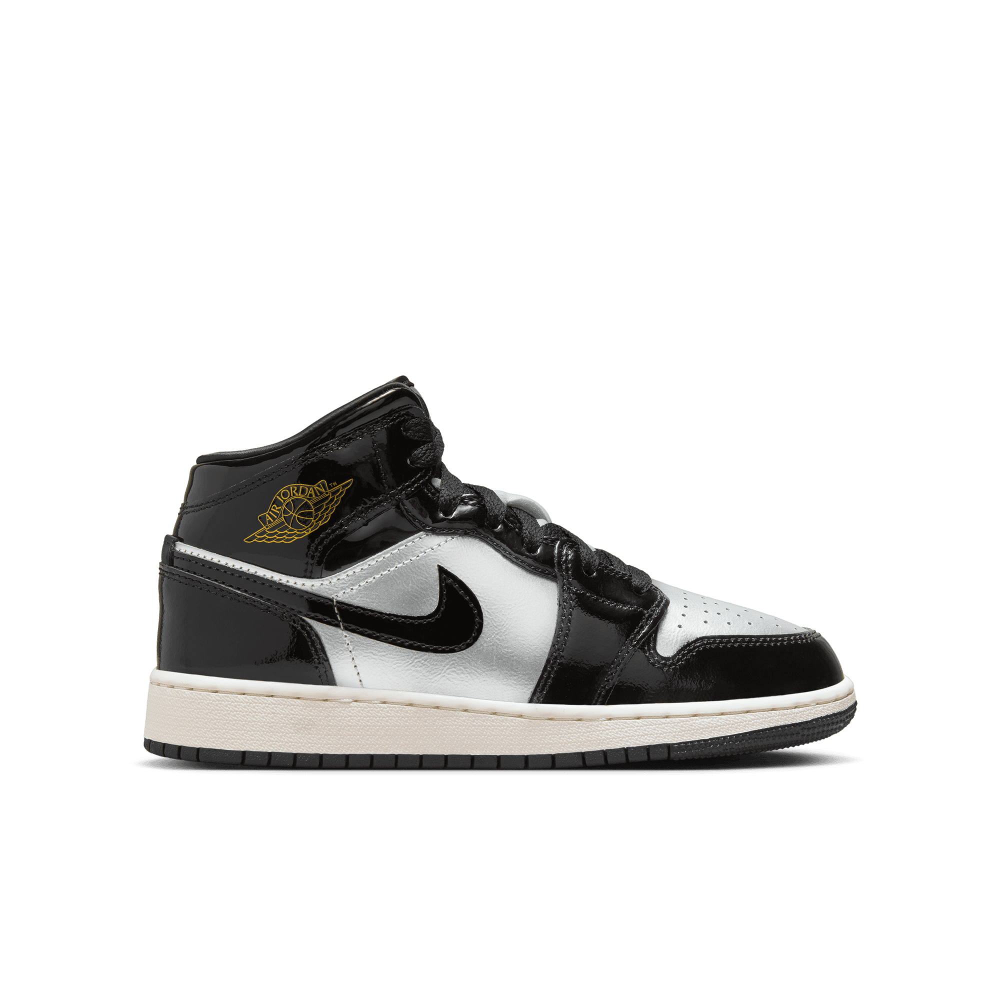 Big Kids' Air Jordan 1 Mid SE "Black Metallic Silver"