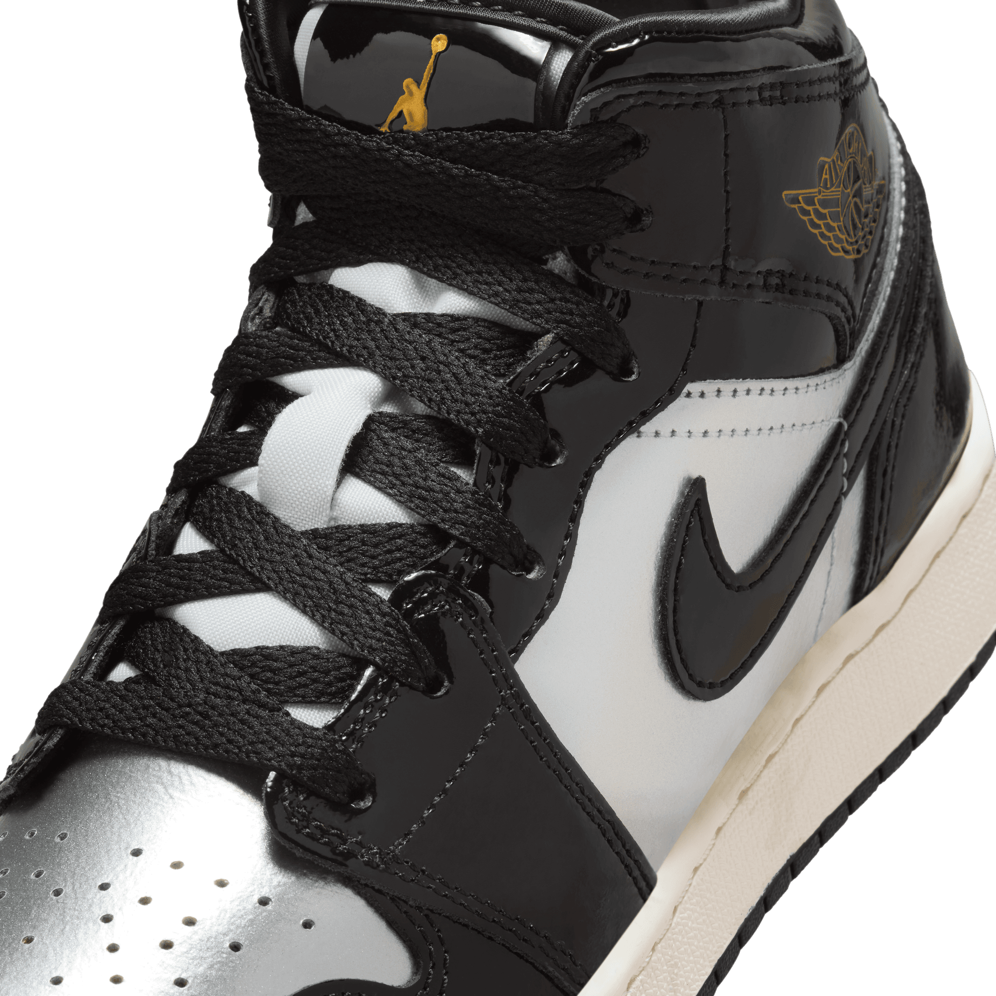 Big Kids' Air Jordan 1 Mid SE "Black Metallic Silver"