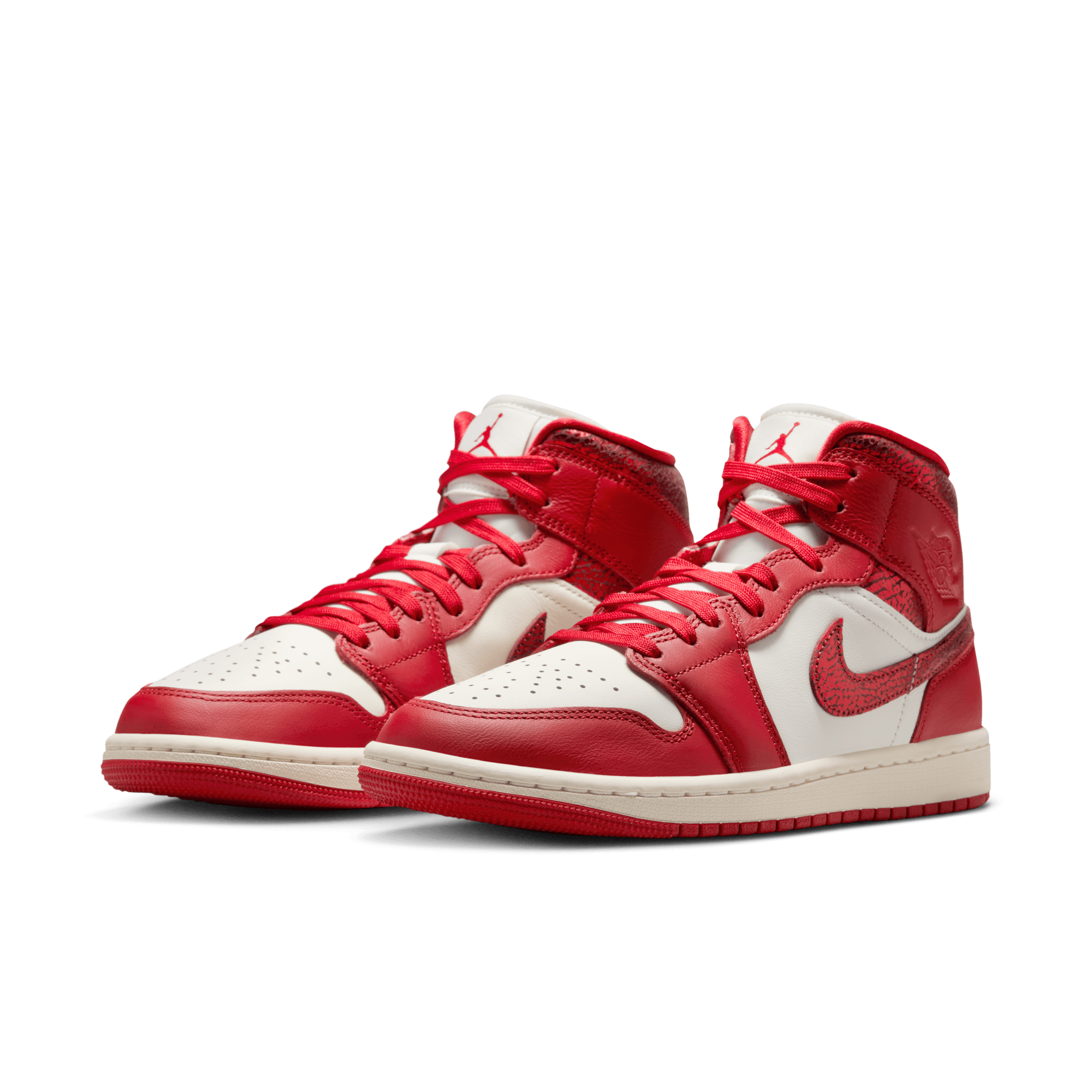 Women's Air Jordan 1 Mid SE "Red Cracked Leather"