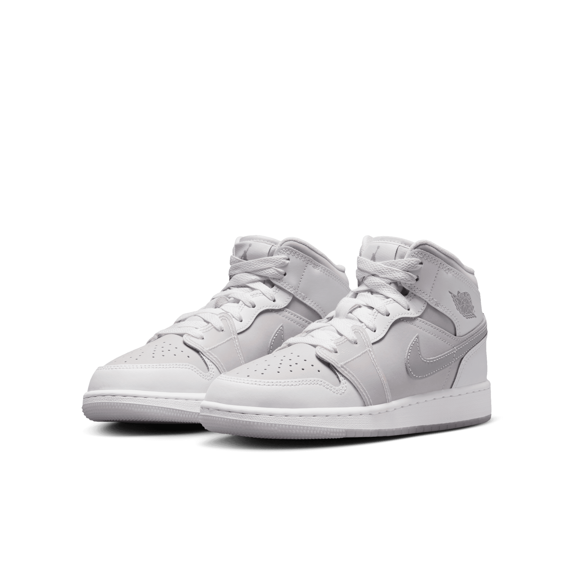 Big Kids' Air Jordan 1 Mid SE "Summit White Metallic Silver"