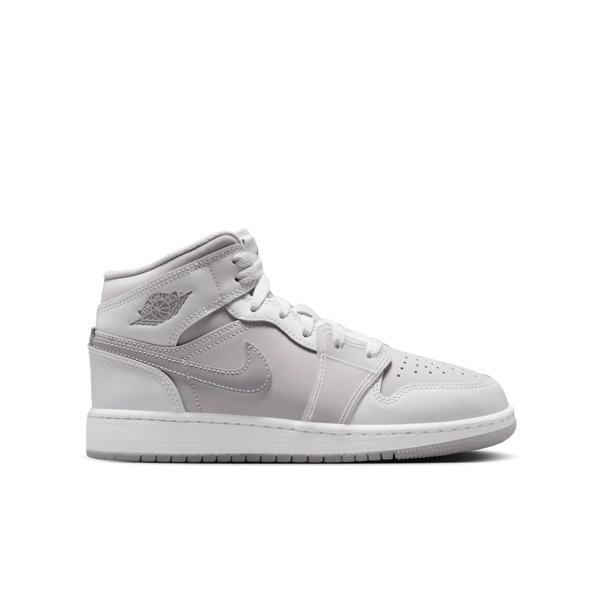 Big Kids' Air Jordan 1 Mid SE "Summit White Metallic Silver"