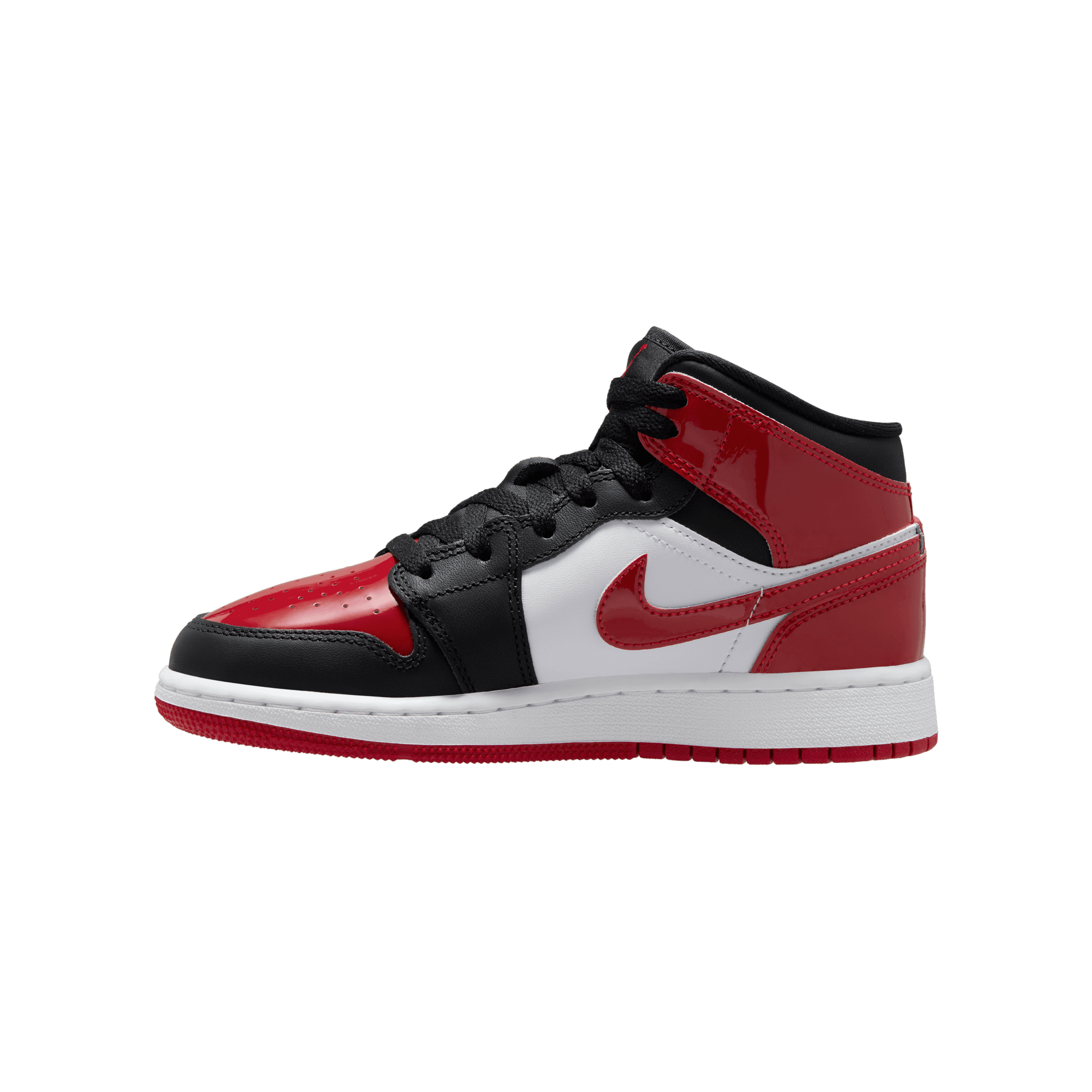Big Kids' Air Jordan 1 Mid "Patent Bred Toe"