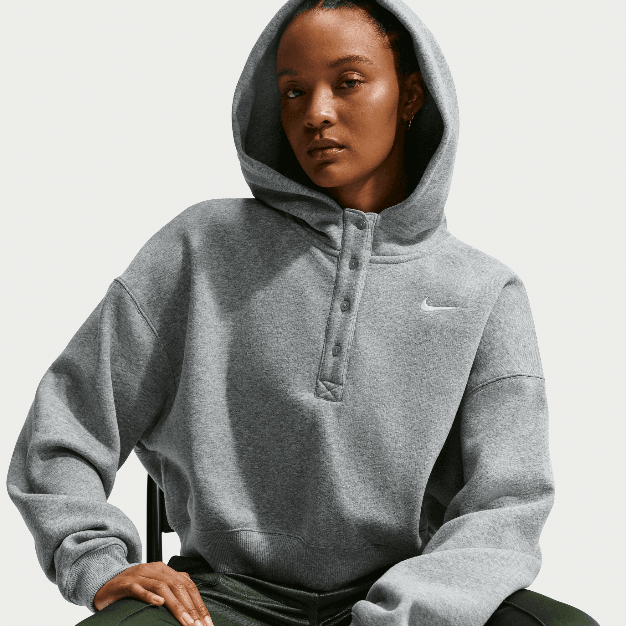 Women's Nike Sportswear Phoenix Fleece Oversized Cropped Henley Hoodie