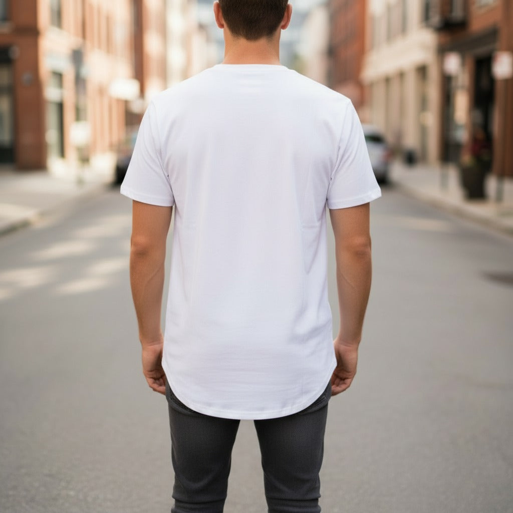 Men's The Closet Inc. Curved Hem White Tee Basic (GLD)
