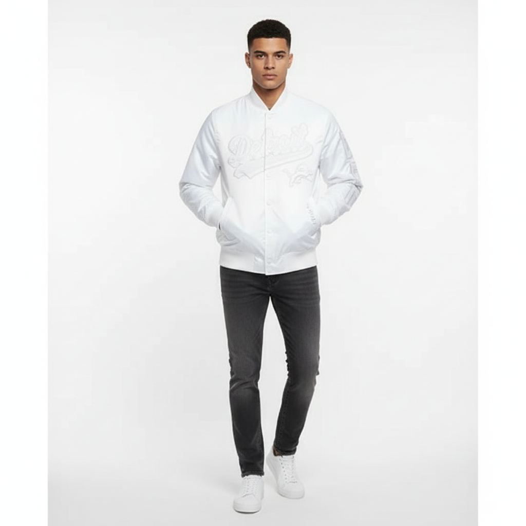 Men’s Pro Standard NFL Detroit Lions White Out Satin Jacket
