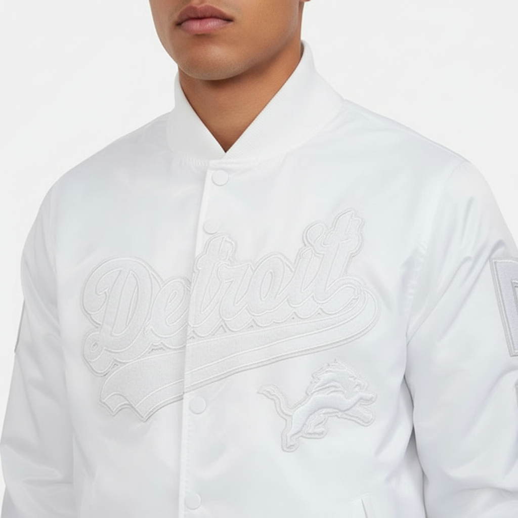 Men’s Pro Standard NFL Detroit Lions White Out Satin Jacket