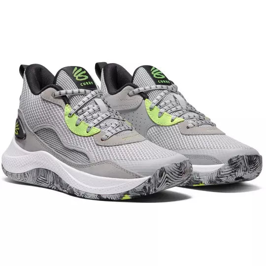 Big Kids' Under Amour Curry 3Z 24 Suede Basketball Shoes "Halo Grey"