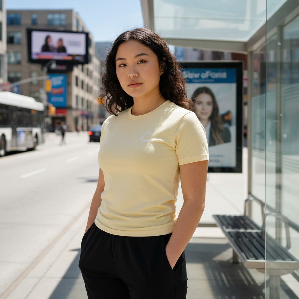 The Closet Inc Women T-Shirt - Stone With White C