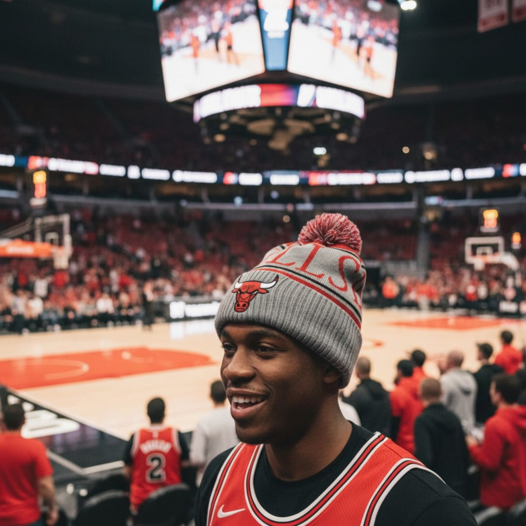 Mitchell and Ness NBA Chicago Bulls Cuffed Pom Knit Toque (Unisex)