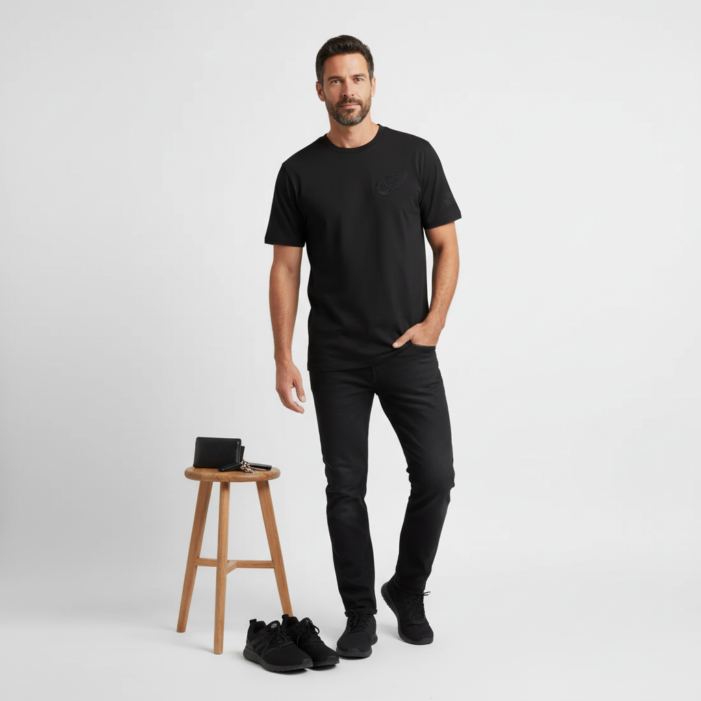 Men's Pro Standard NHL Detroit Red Wings Neutral Cotton Jersey Drop Shoulder Tee