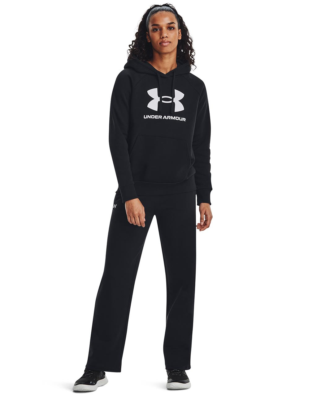 Women's Under Armour Rival Fleece Big Logo Hoodie "Black White"