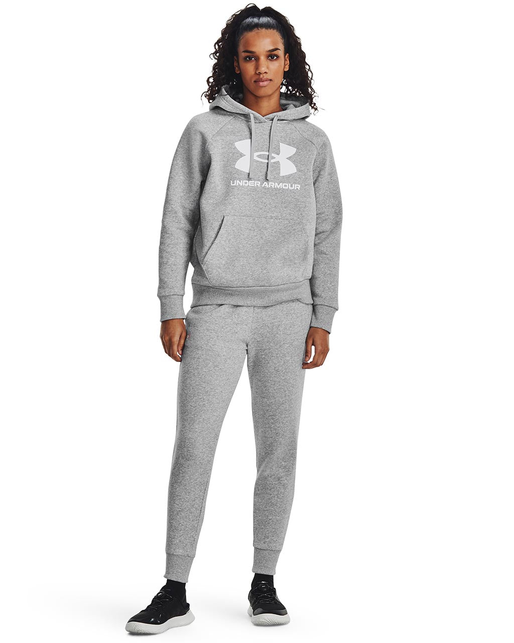 Women's Under Armour Rival Fleece Big Logo Hoodie "Grey White"