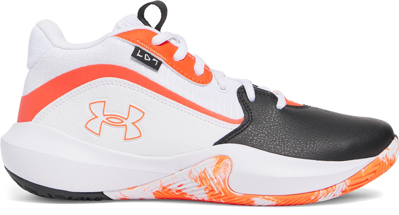 Big Kids' Under Armour Lockdown 7 Basketball Shoes "Black White Ares Red"