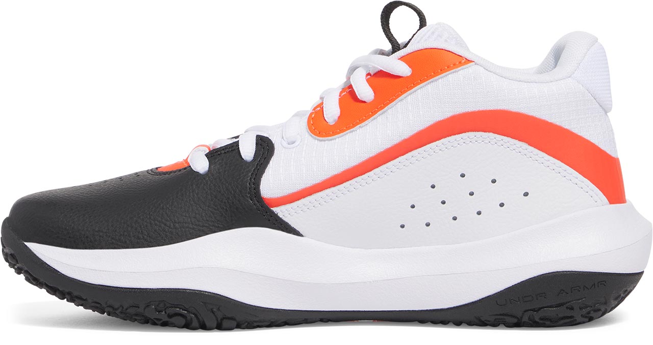 Big Kids' Under Armour Lockdown 7 Basketball Shoes "Black White Ares Red"
