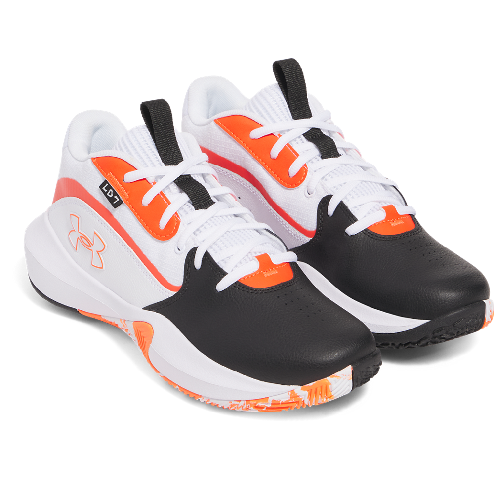 Men's/Women's Under Armour Lockdown 7 Basketball Shoes "White Black Ares Red"
