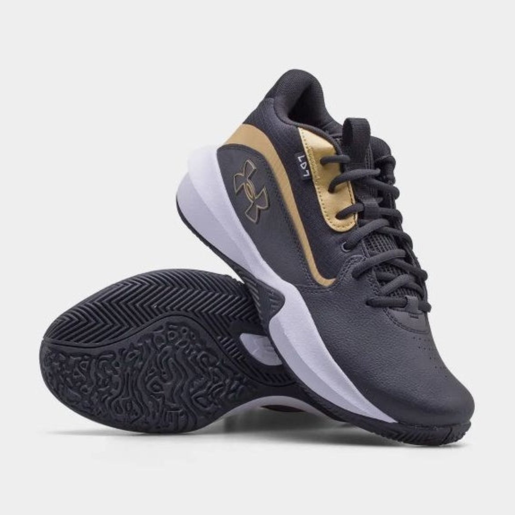 Men's/Women's Under Armour Lockdown 7 Basketball Shoes "Black Metallic Gold"