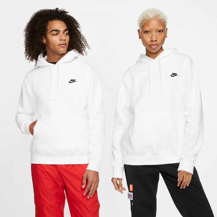 Men's Nike Sportswear Club Fleece Pullover Hoodie "White Black"