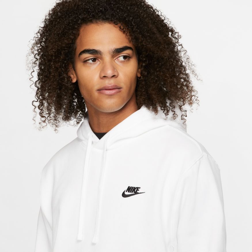 Men's Nike Sportswear Club Fleece Pullover Hoodie "White Black"