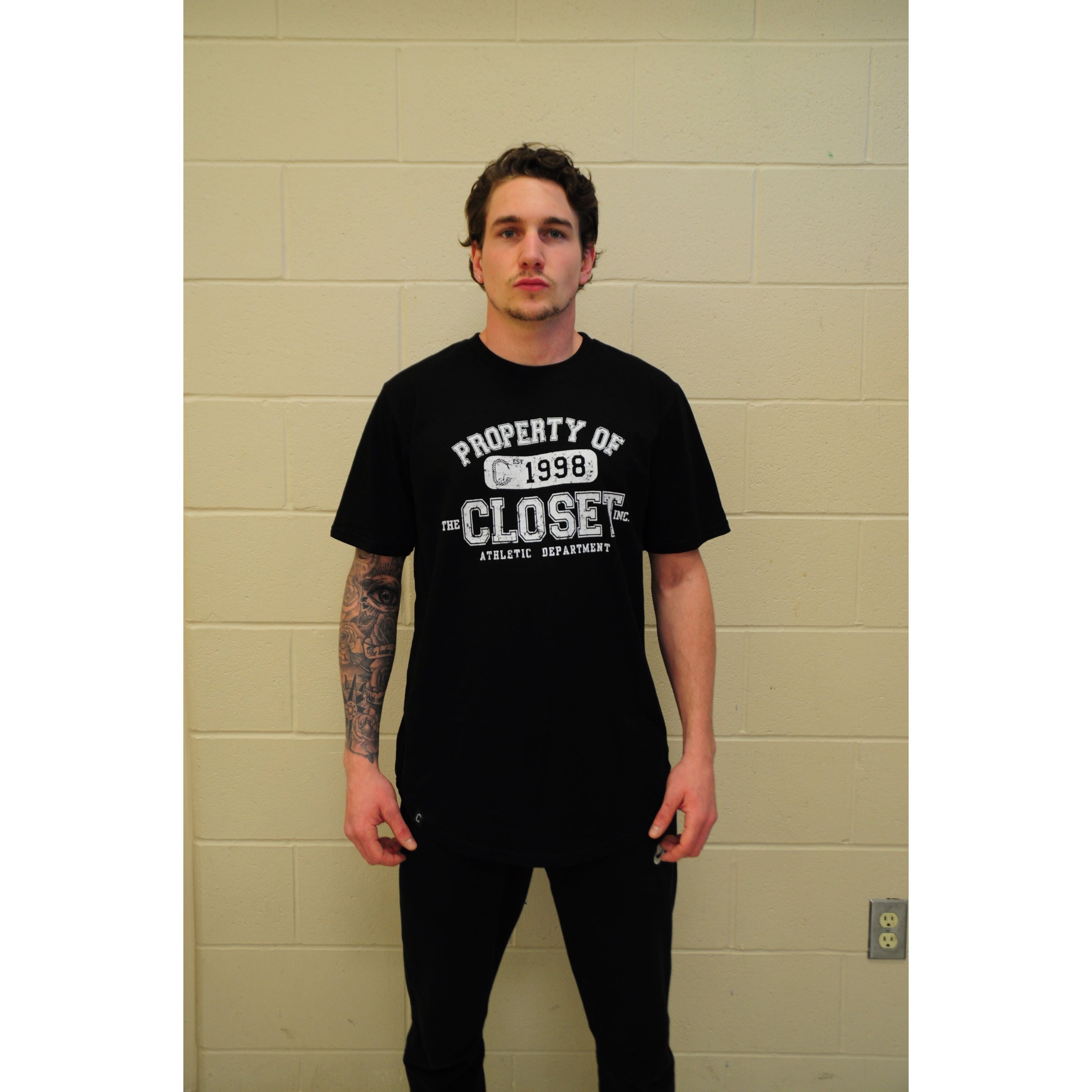 The Closet Inc Men Curved Hem T-Shirts “Black" Property Of"