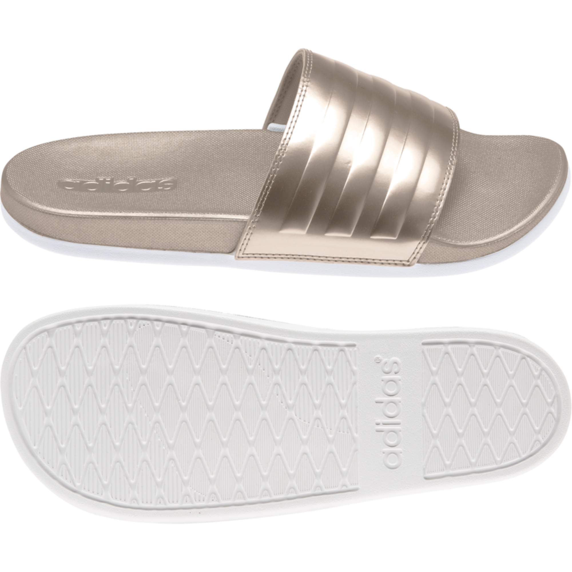 Women's Adidas Adilette Comfort Champagne Slides "Champagne Metallic"