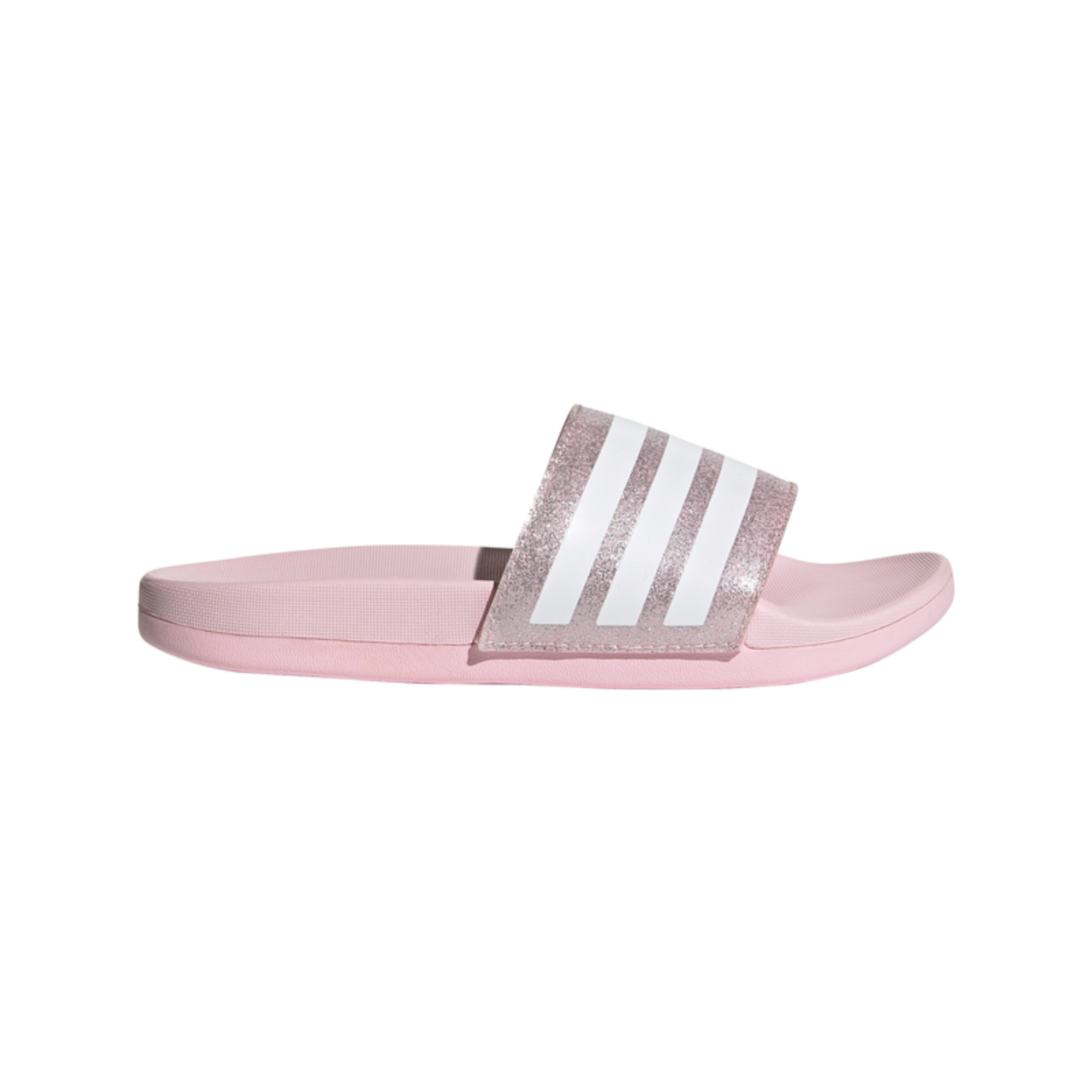 Big Kids' Adidas Adilette Comfort Slides "Clear Pink Glitter"