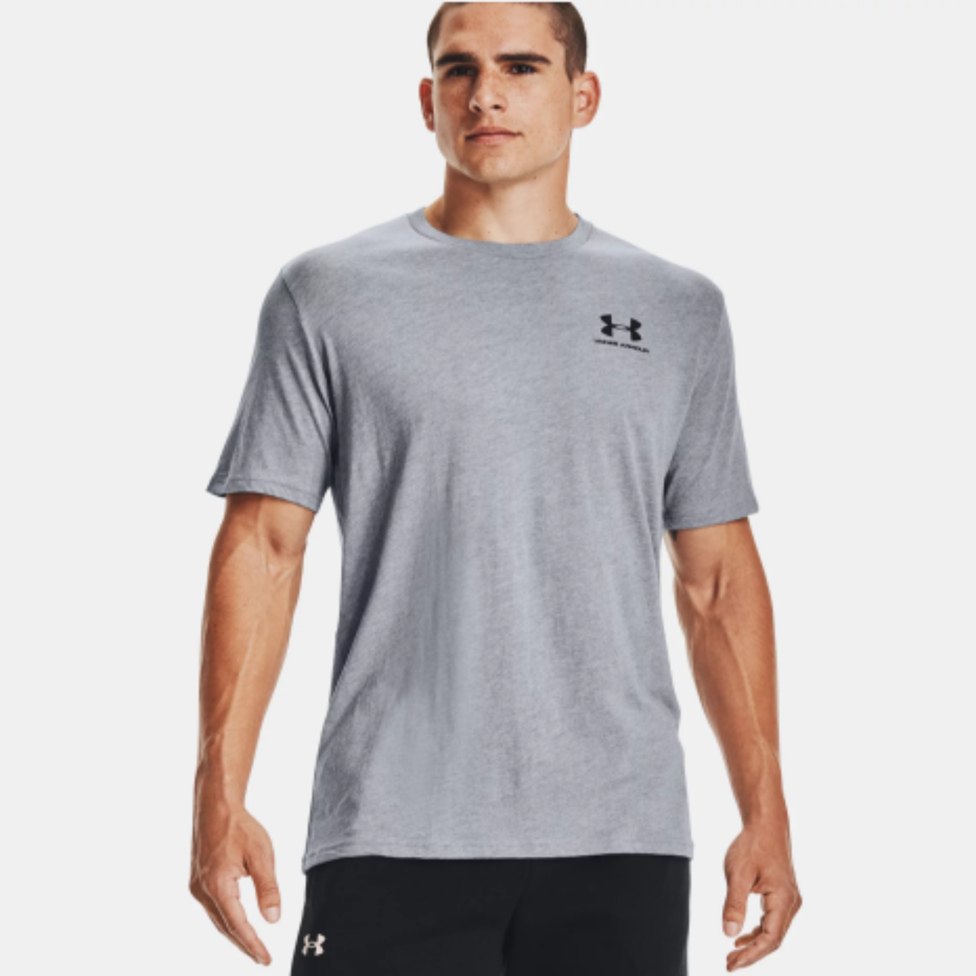 Men's Under Armour Left Chest Short Sleeve "Steel Light Heather Black"