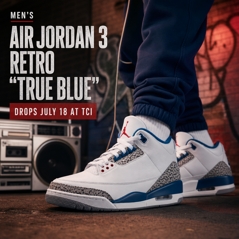 body-1 image for Men's Air Jordan 3 Retro "True Blue" Drops July 18 at TCI: Men's Air Jordan 3 Retro "True Blue"