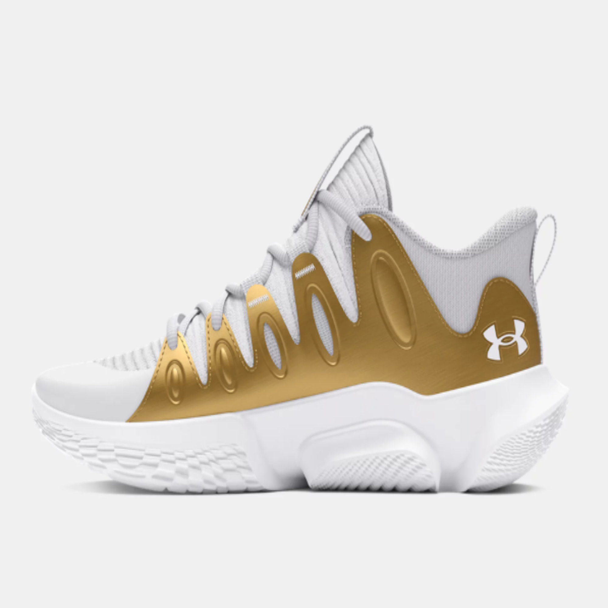 Women's Under Armour Flow Breakthru 4 Basketball "White Metallic Gold"