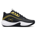 Big Kids' Under Armo Lockdown 7 Basketball Shoes "Black Metallic Gold"