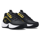 Big Kids' Under Armo Lockdown 7 Basketball Shoes "Black Metallic Gold"