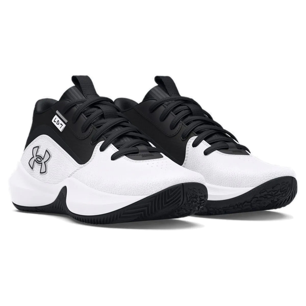 Big Kids' Under Armour Lockdown 7 Basketball Shoes "White Black"