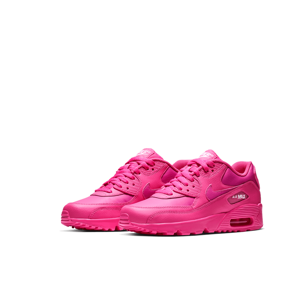 Girls' Nike Air Max 90 Leather "Laser Fuchsia"