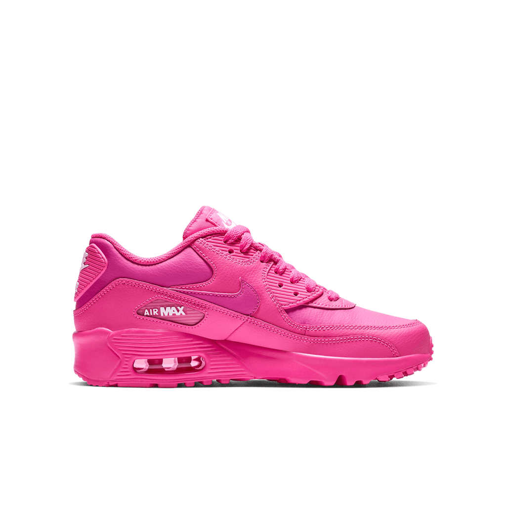 Girls' Nike Air Max 90 Leather "Laser Fuchsia"