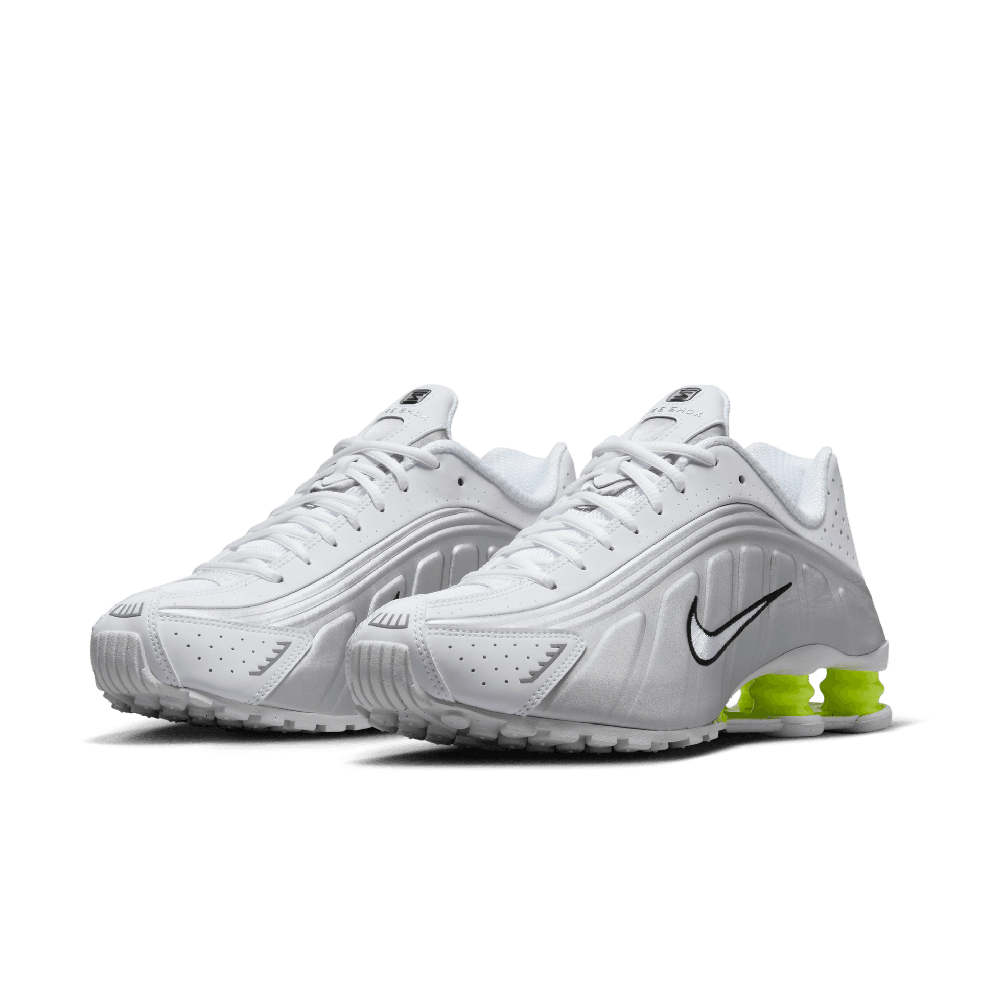靴 Nike Women's Shox R4 White/Volt Women's Nike Shox R4 