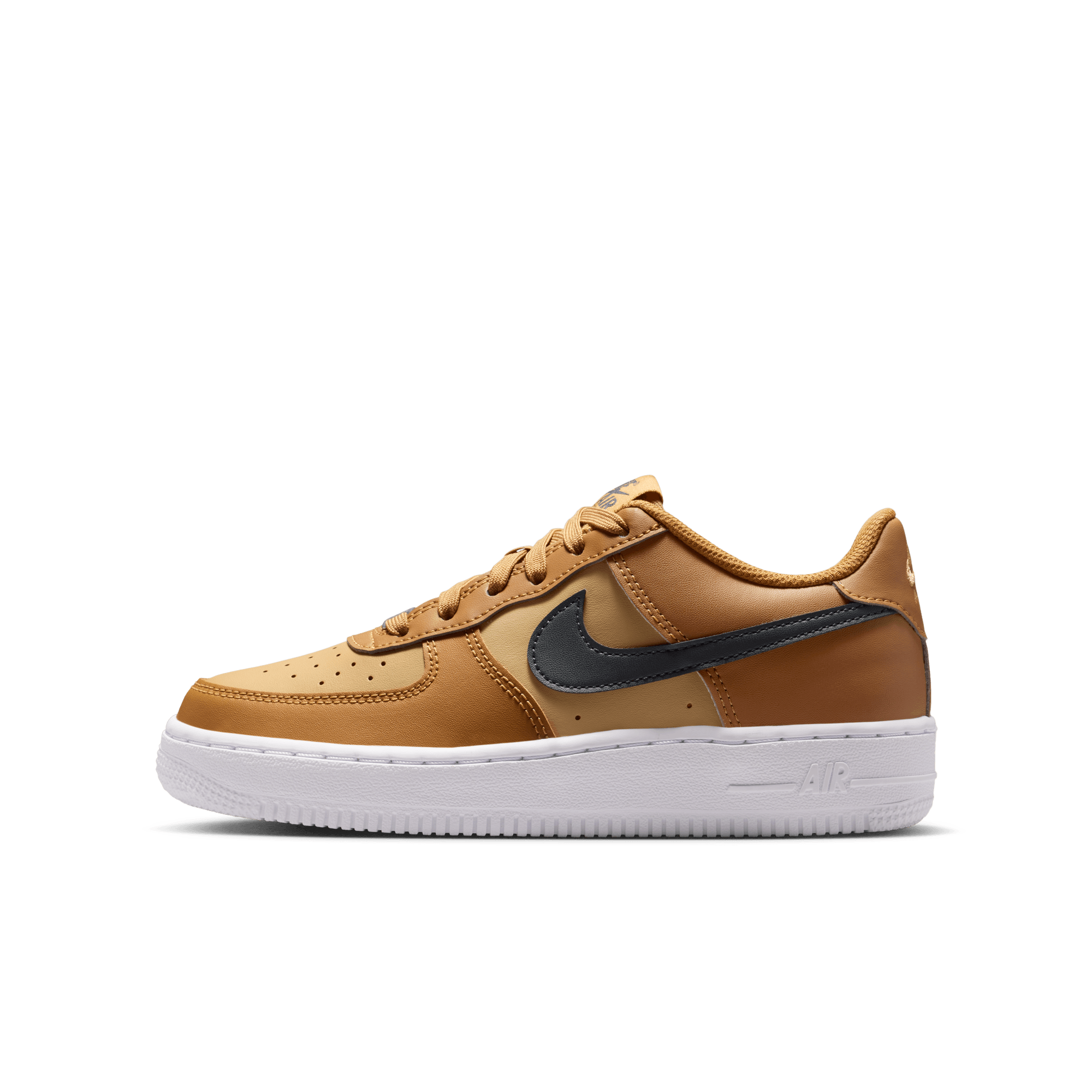 Boy's Nike Air Force 1 "Wheat Club Gold White Anthracite"